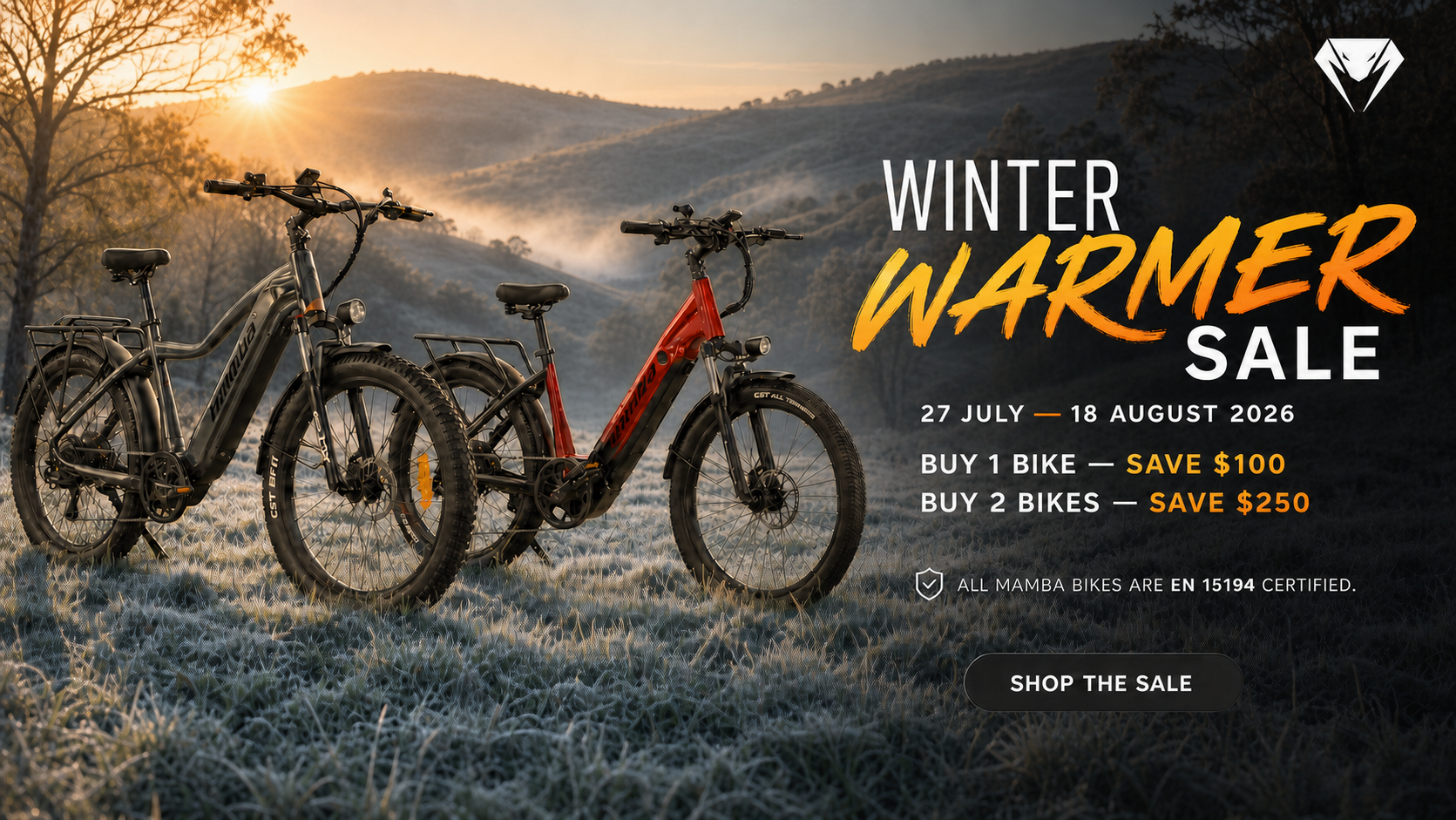 Mamba Bikes Winter Warmer Sale – save $100 on one bike or $250 on two bikes