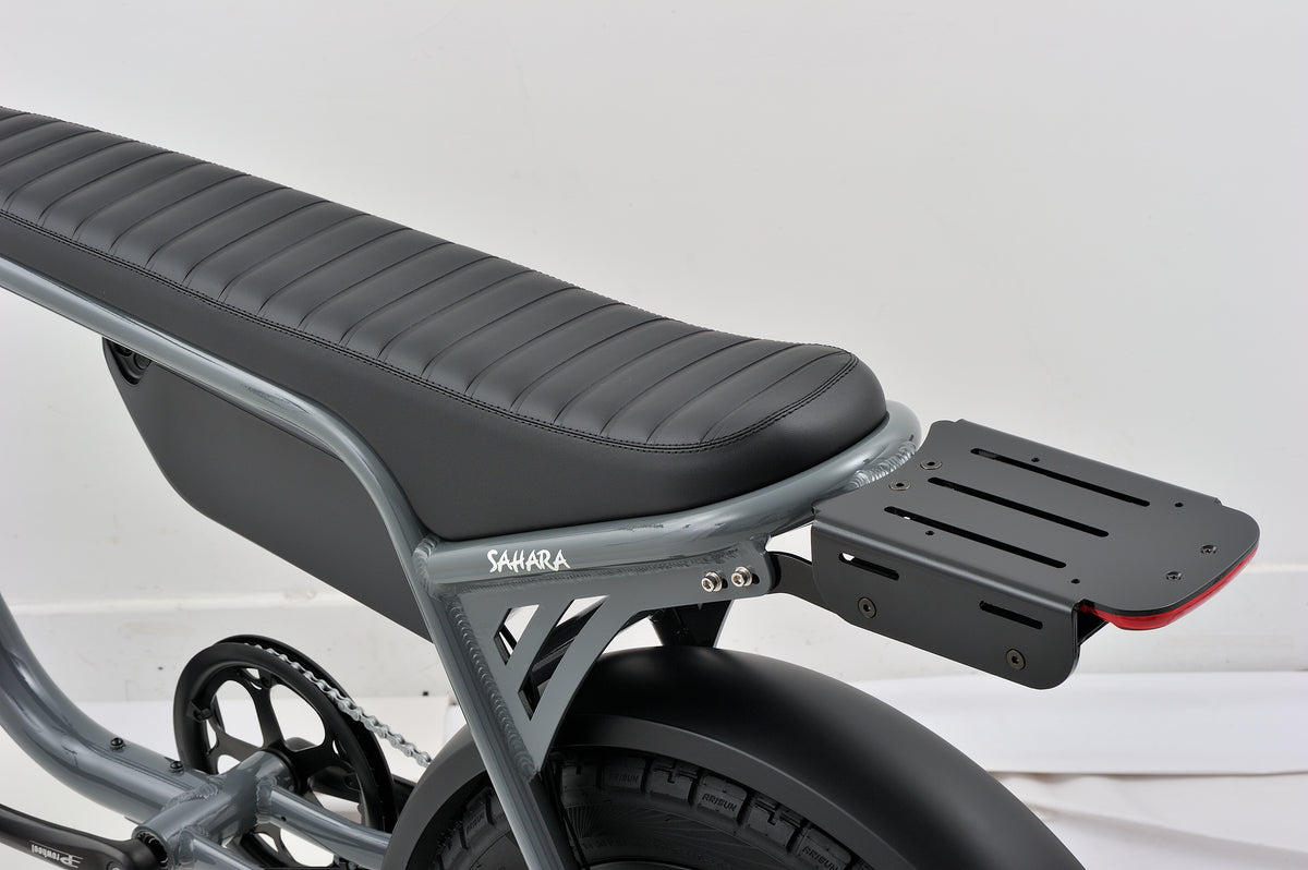 Long bench seat and steel rear rack on the new Mamba Sahara